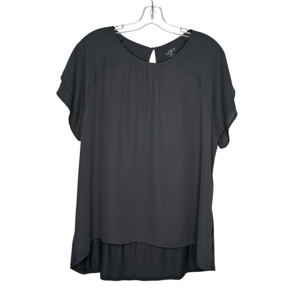 LOFT outlet XL flutter sleeve, crepe front, jersey back , high low NWT - Picture 2 of 6